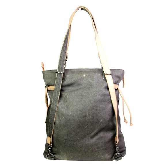 Sherpani GRAY CANVAS LEATHER HANDLES BACKPACK CONVERTIBLE SHOULDER BAG PURSE - Picture 4 of 14